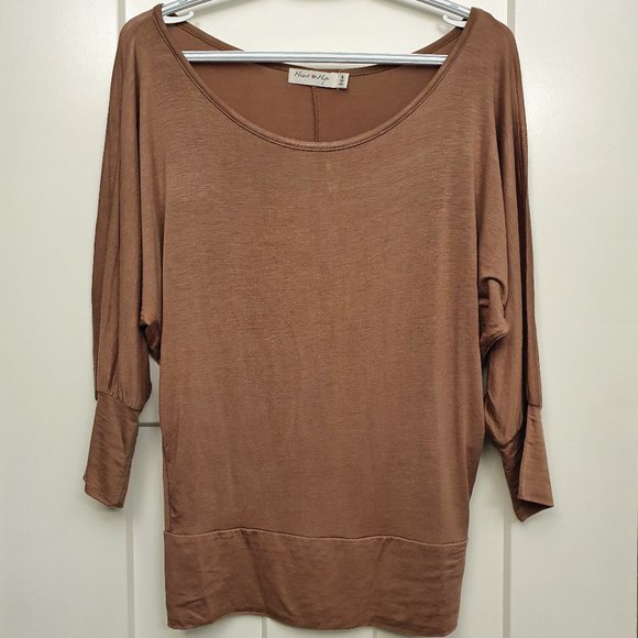 Dolman Off-The-Shoulder Shirt in Mushroom - Picture 2 of 6